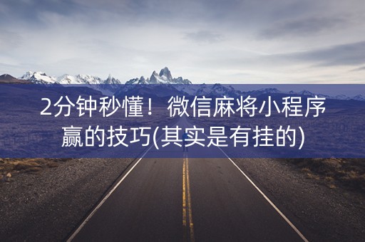 微信小程序麻将怎么提高胜率(揭秘手机上助赢软件)